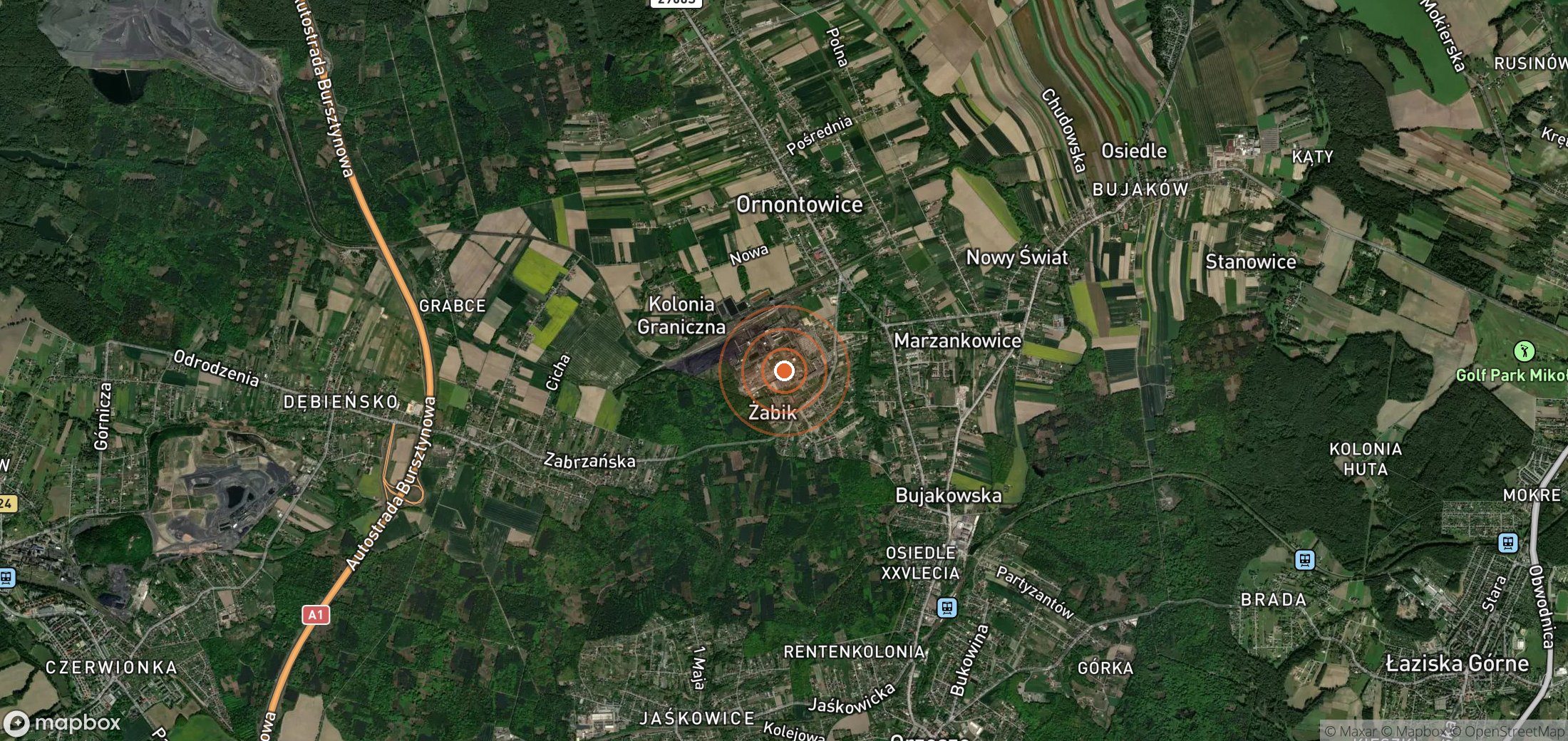 Satellite map of methane plume locations in POL_S_039