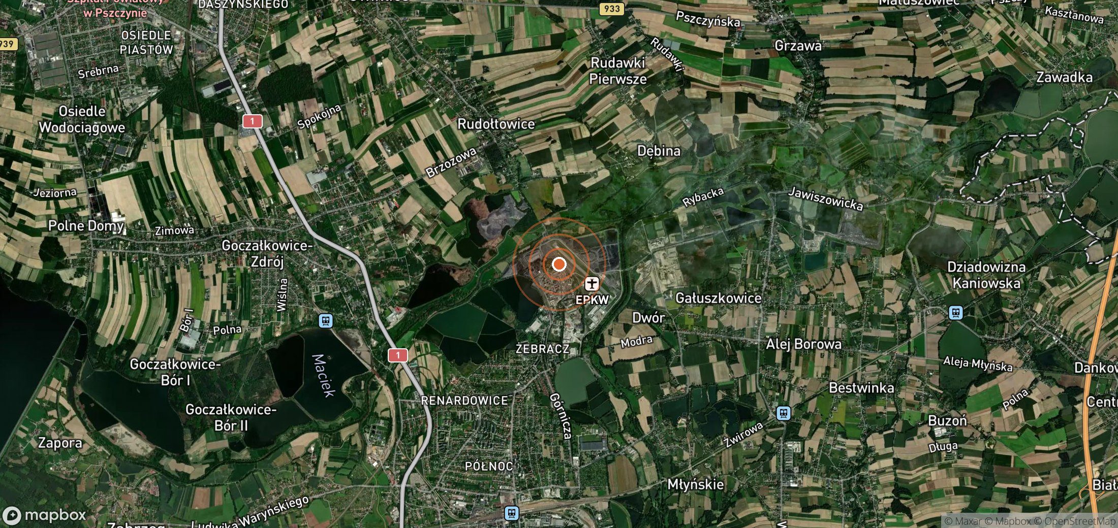 Satellite map of methane plume locations in POL_S_042