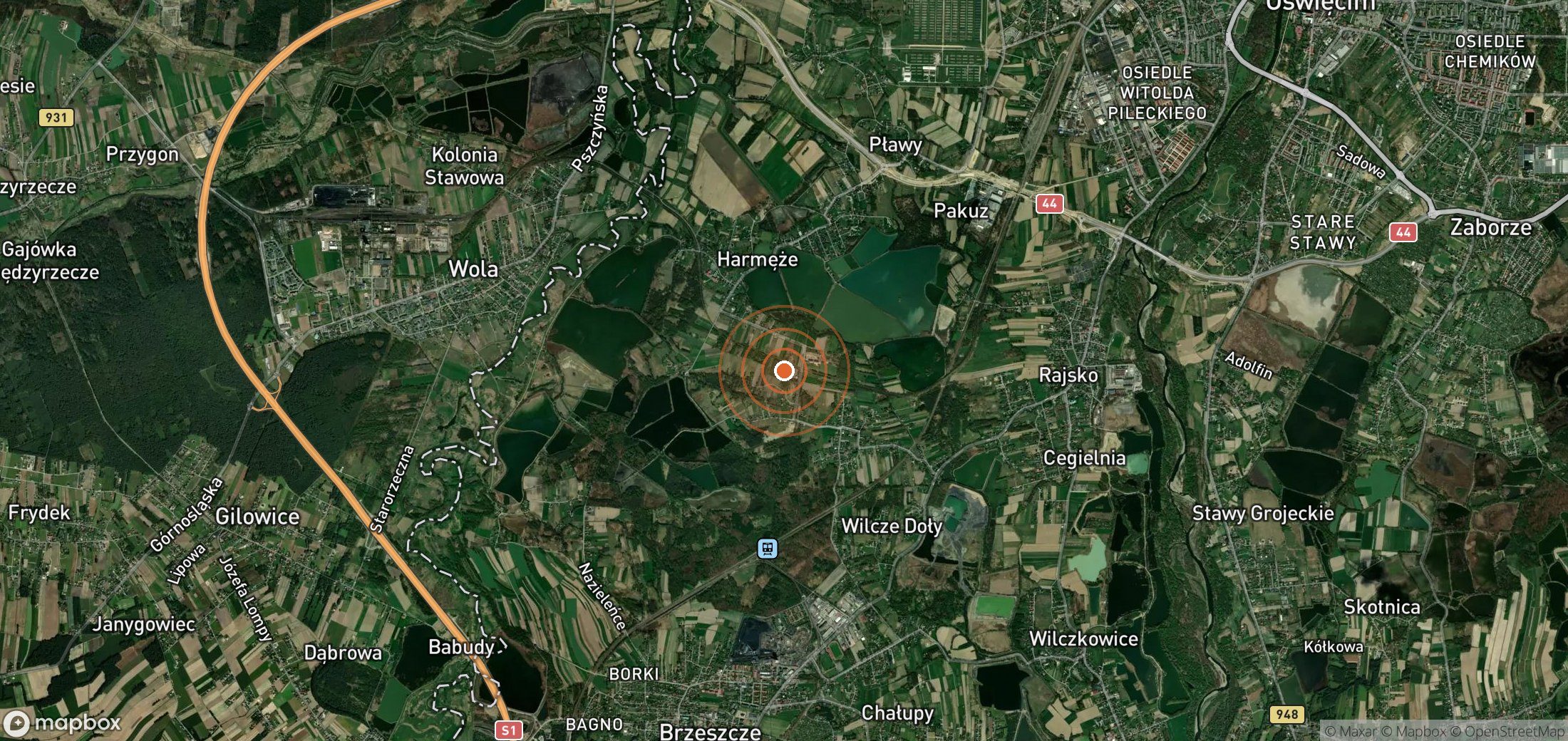 Satellite map of methane plume locations in POL_S_071