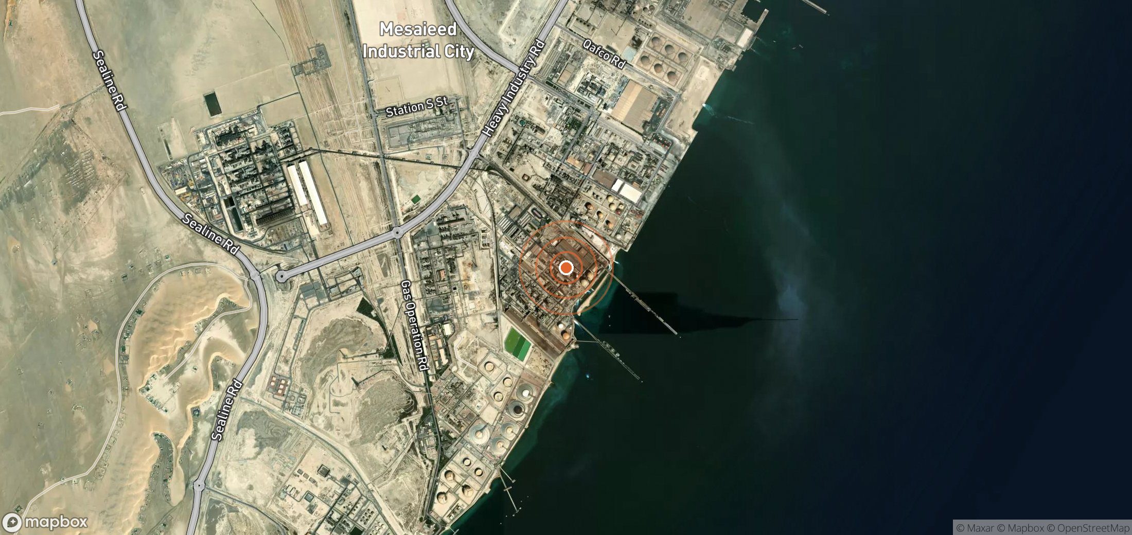Mapa satelital de plumas de metano en QAT_S_006