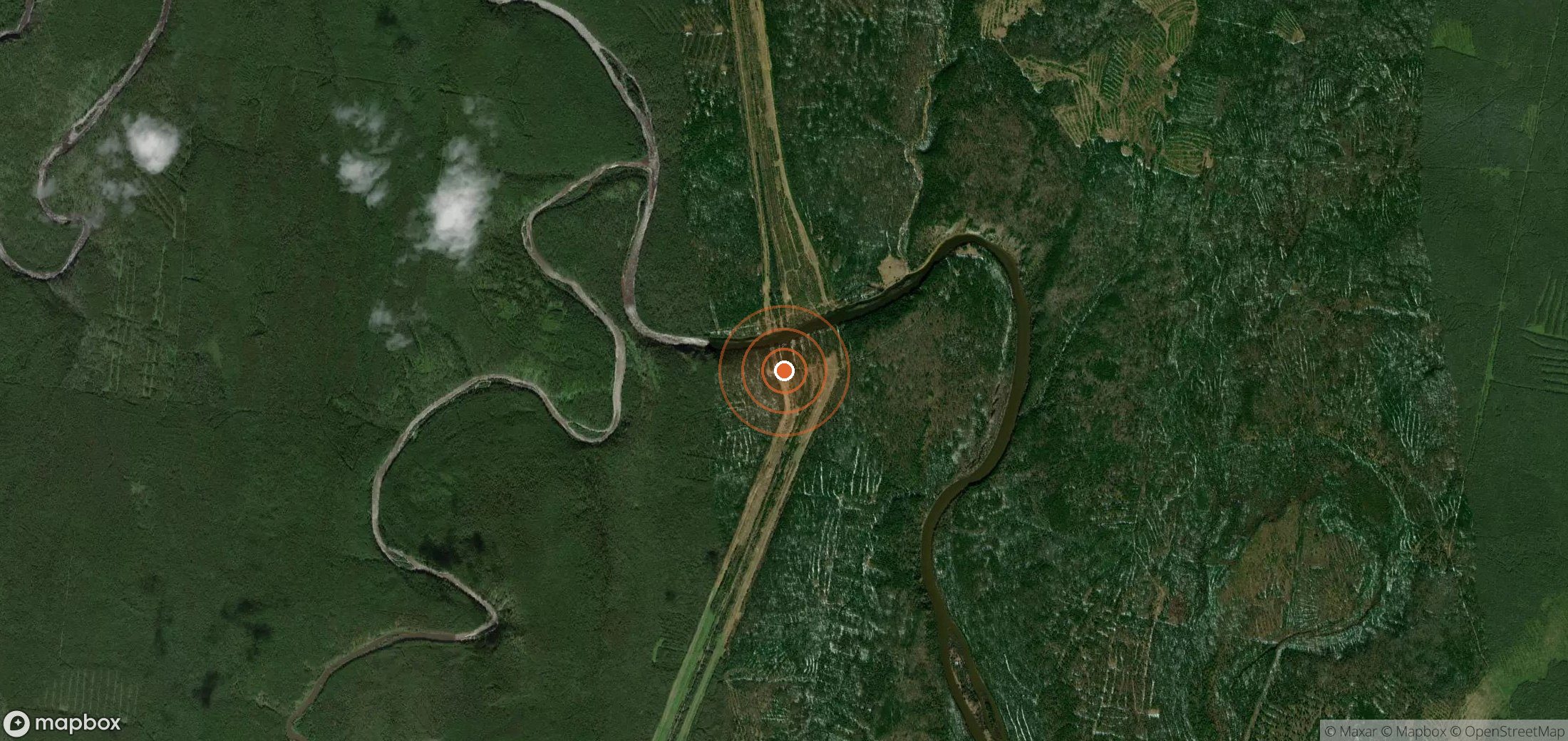 Satellite map of methane plume locations in RUS_S_030