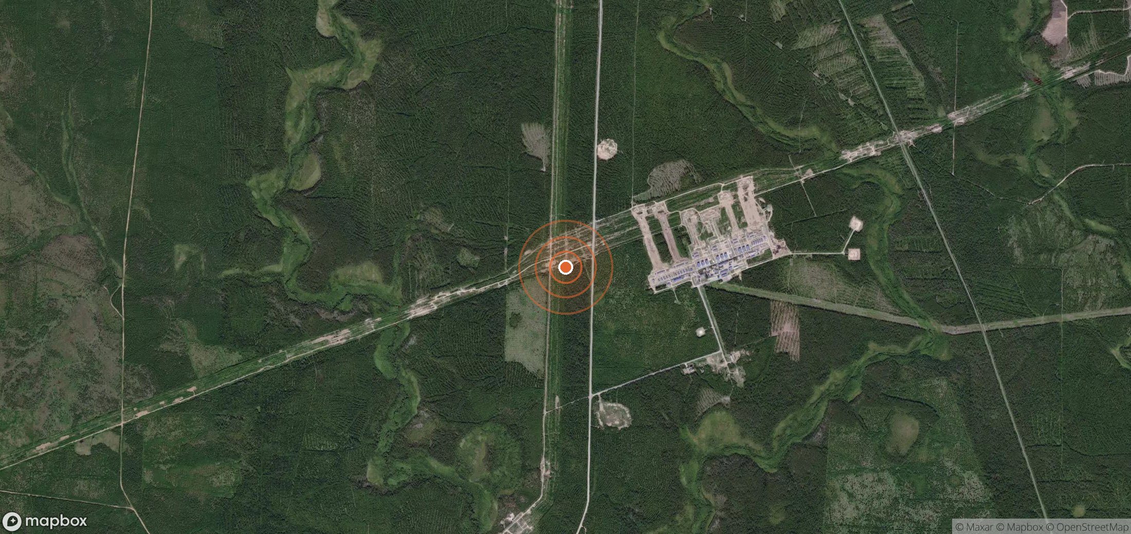 Satellite map of methane plume locations in RUS_S_046