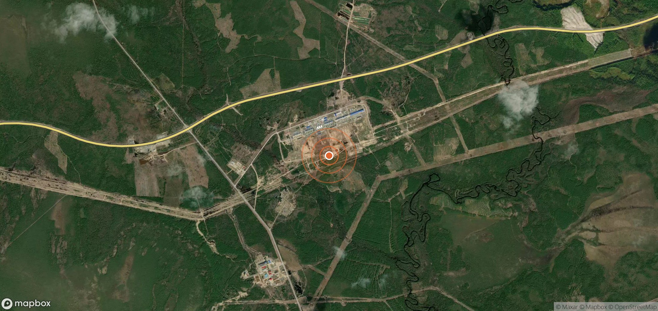 Satellite map of methane plume locations in RUS_S_047