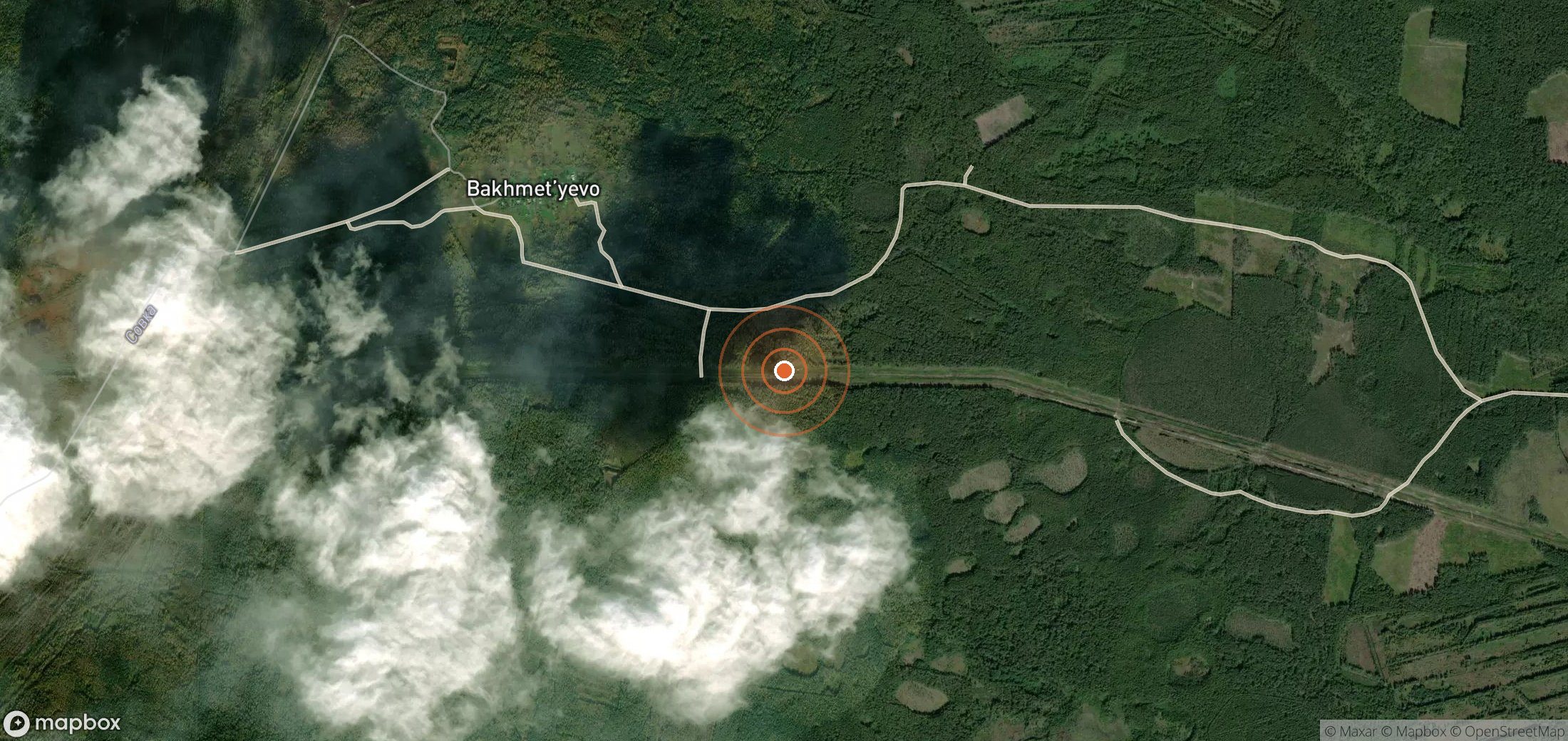 Satellite map of methane plume locations in RUS_S_052