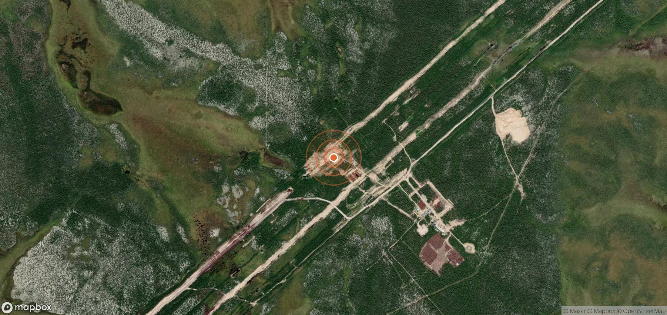 Satellite map of methane plume locations in RUS_S_232
