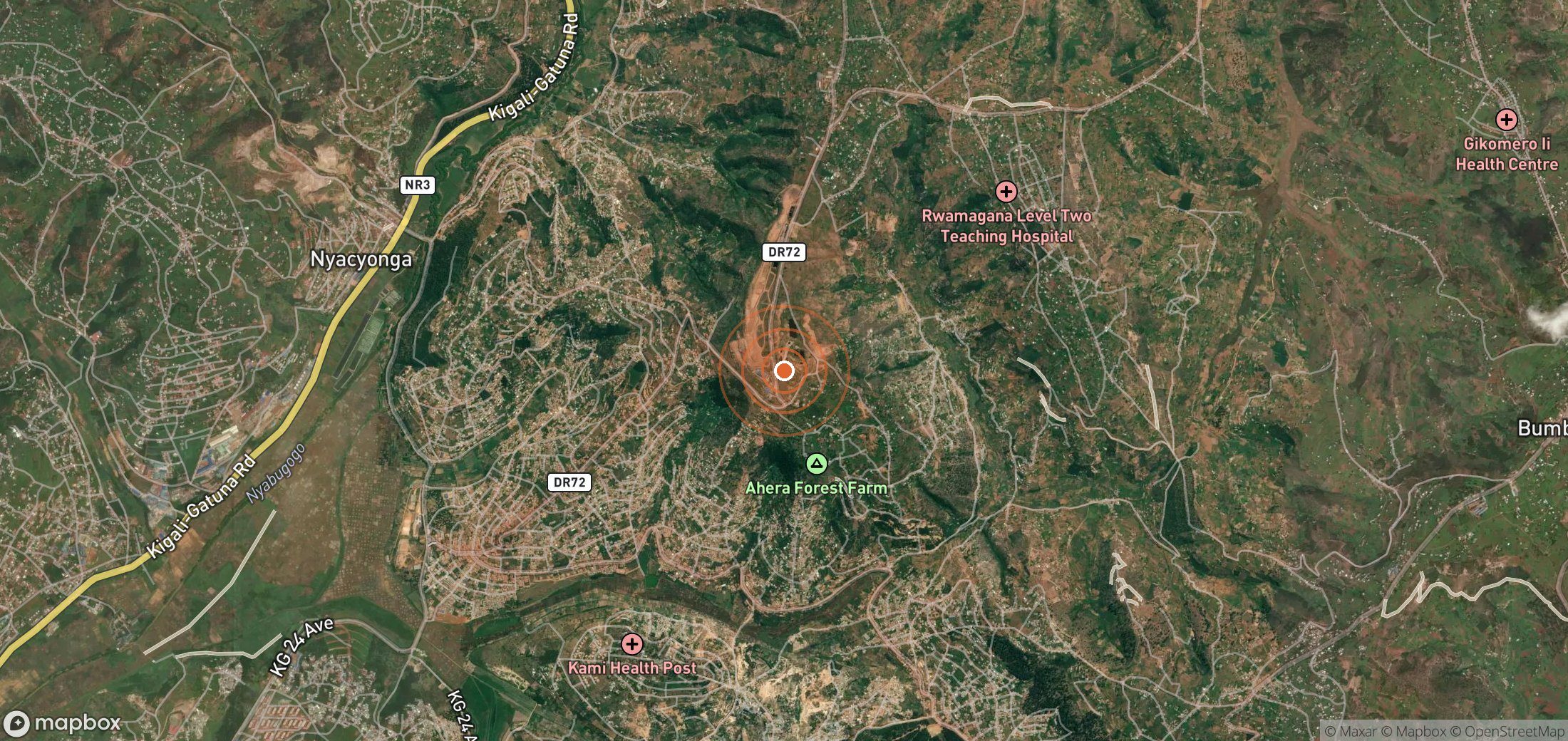Mapa satelital de plumas de metano en RWA_S_001