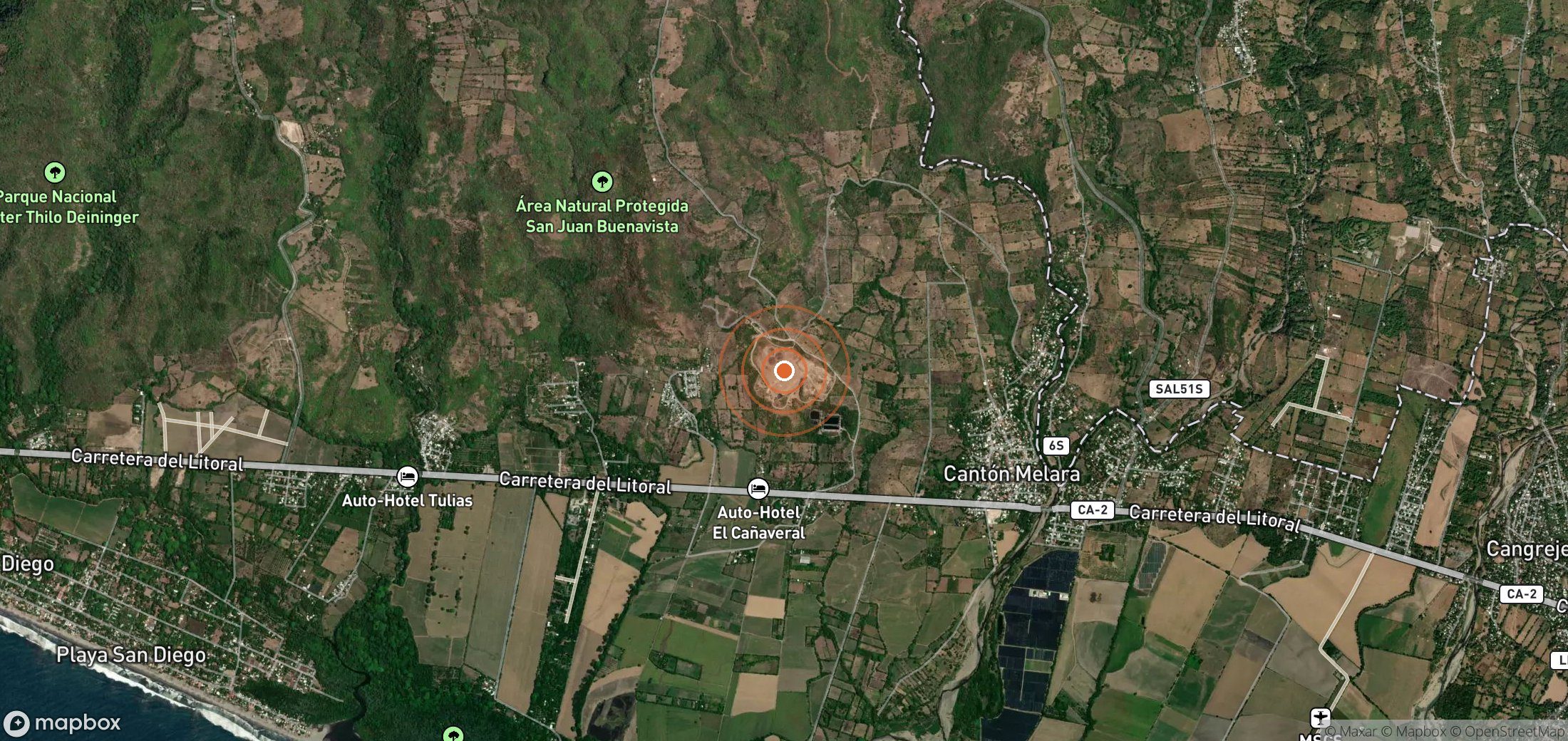 Satellite map of methane plume locations in SLV_S_002