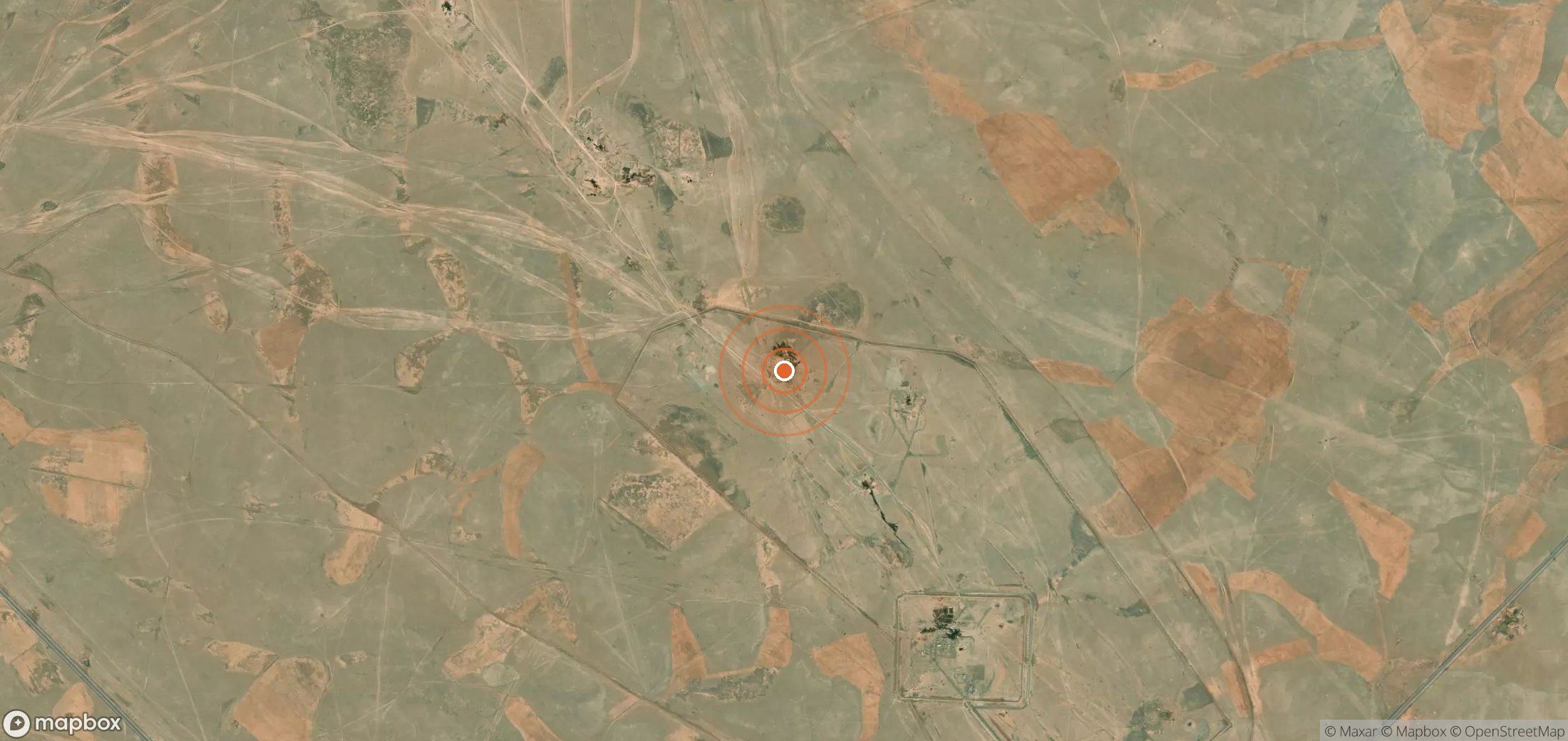 Satellite map of methane plume locations in SYR_S_014