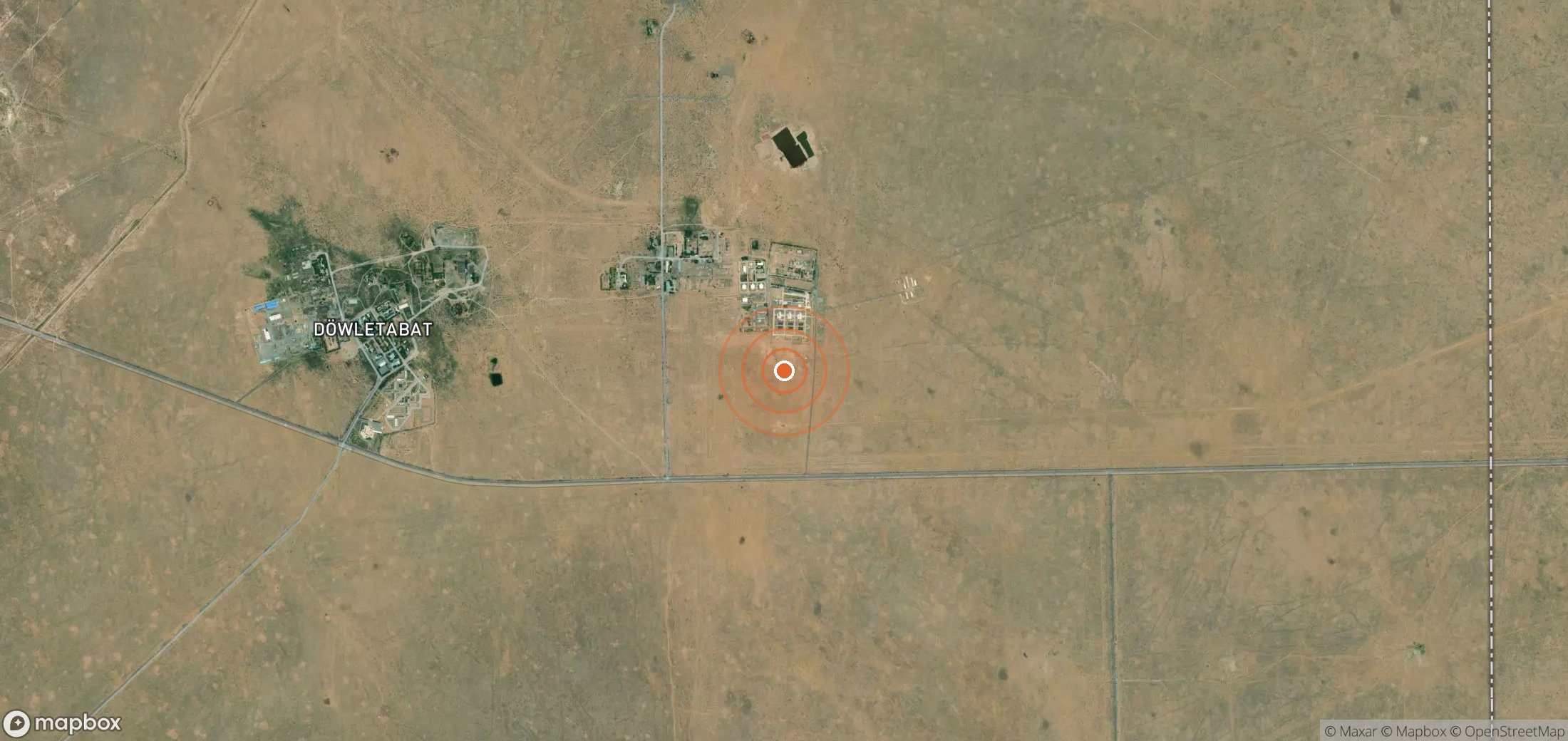 Satellite map of methane plume locations in TKM_S_041