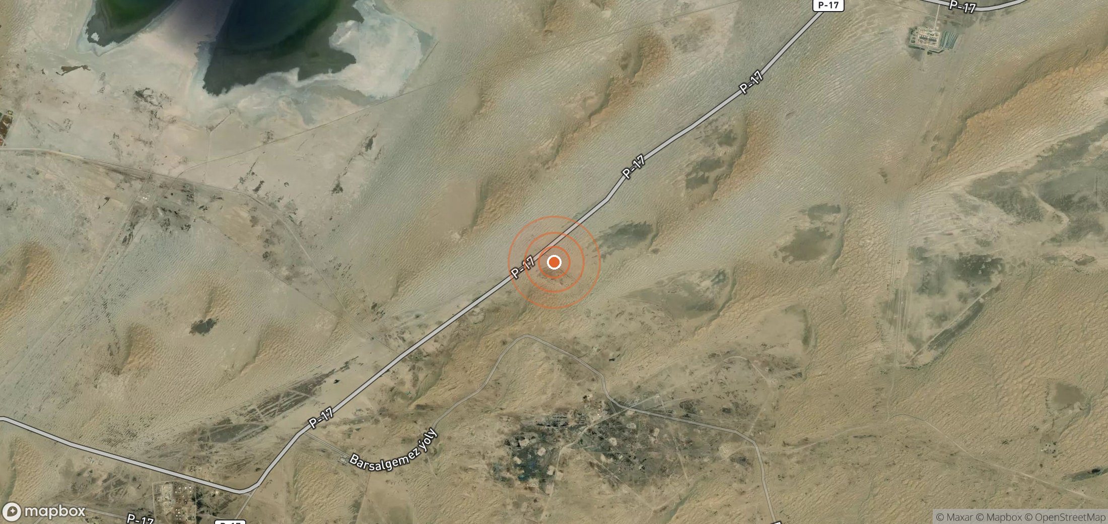 Satellite map of methane plume locations in TKM_S_079