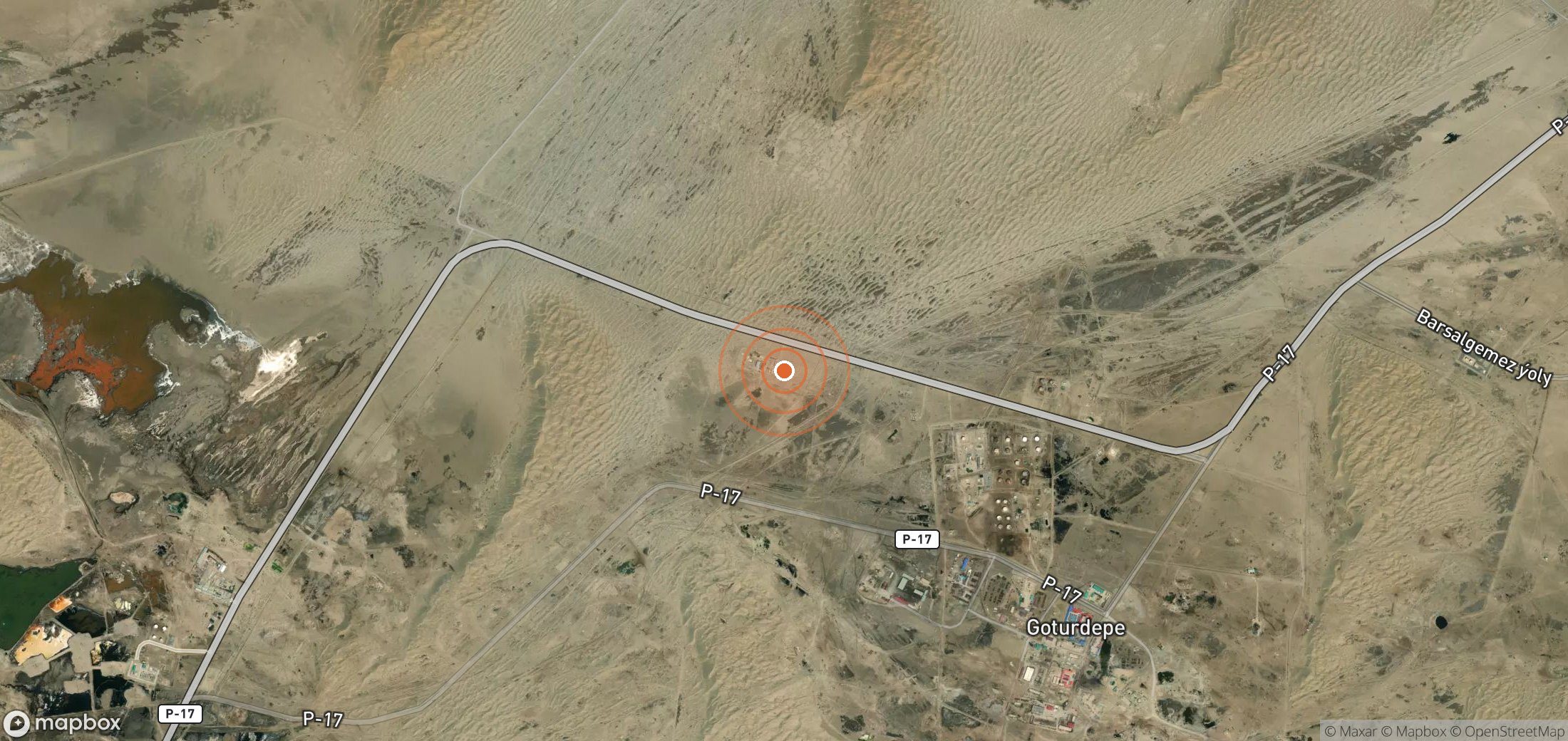Satellite map of methane plume locations in TKM_S_198