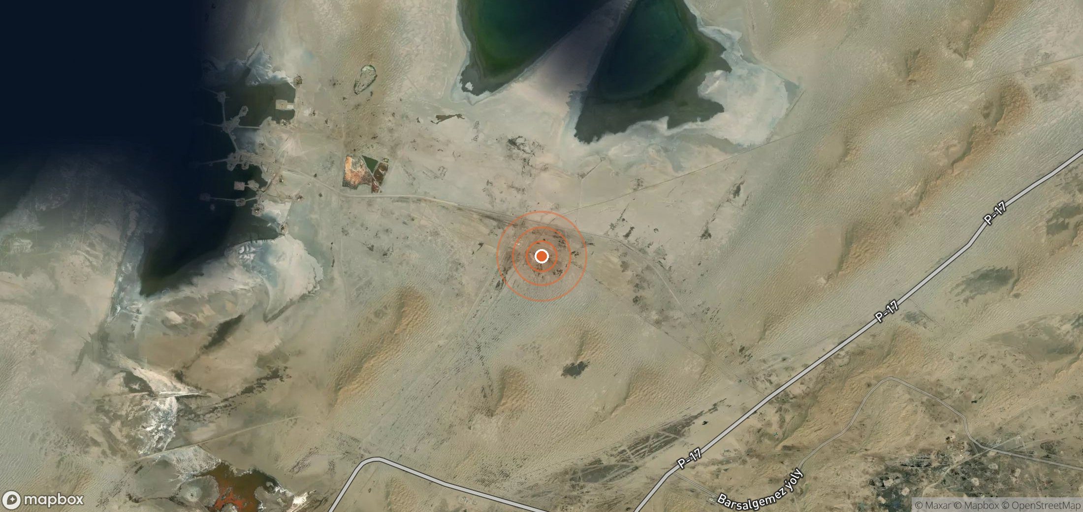 Satellite map of methane plume locations in TKM_S_200