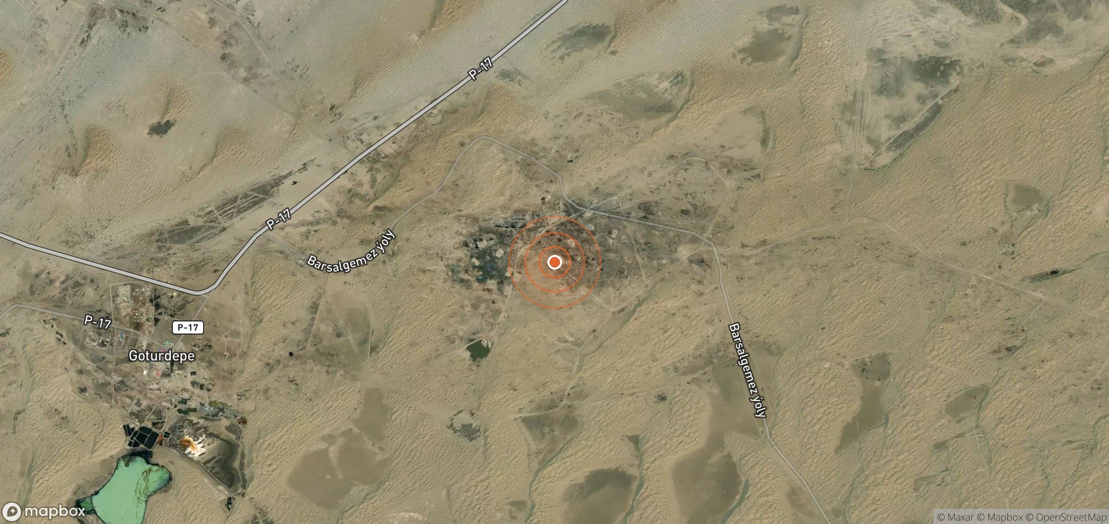 Mapa satelital de plumas de metano en TKM_S_258