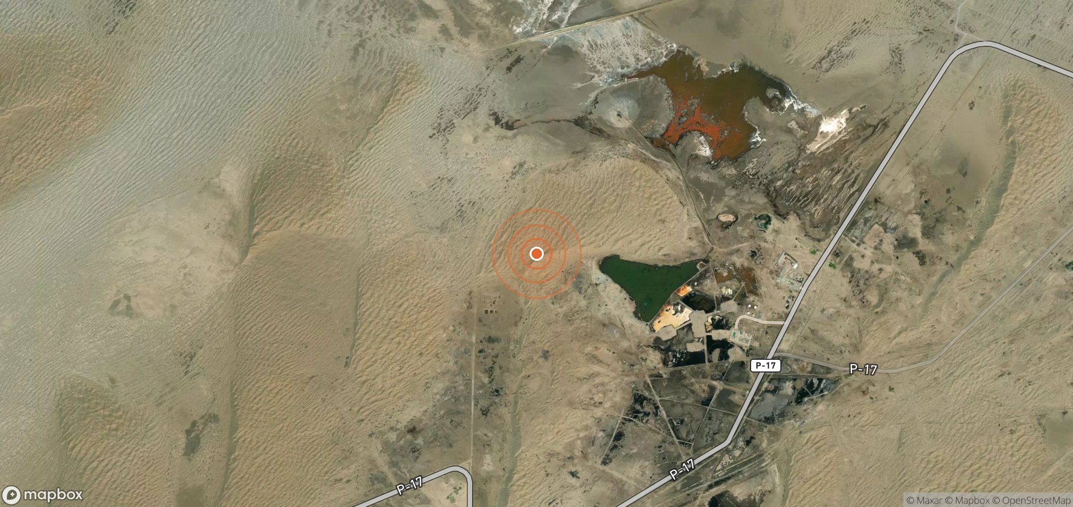 Satellite map of methane plume locations in TKM_S_409