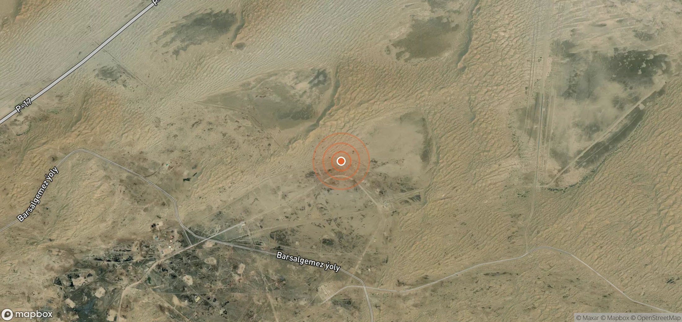 Satellite map of methane plume locations in TKM_S_476