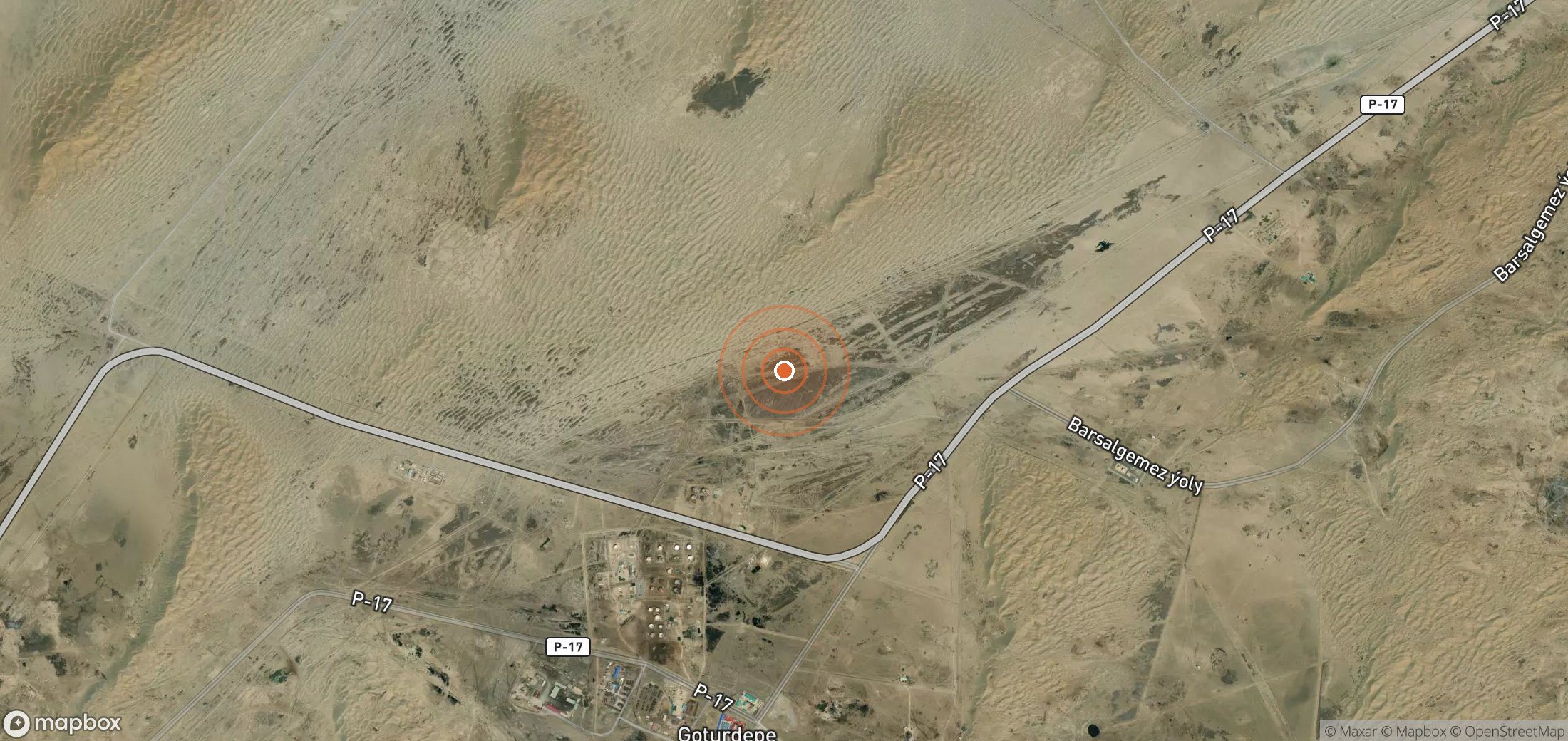 Satellite map of methane plume locations in TKM_S_510