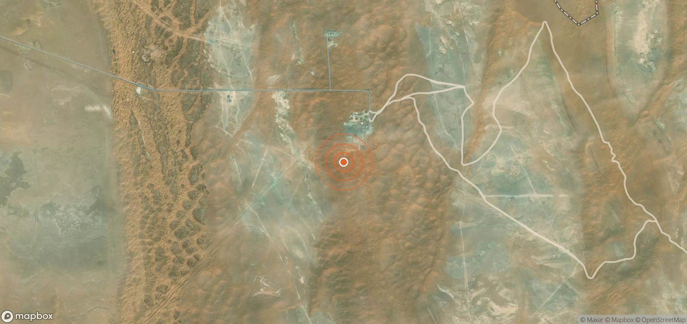 Satellite map of methane plume locations in TKM_S_527