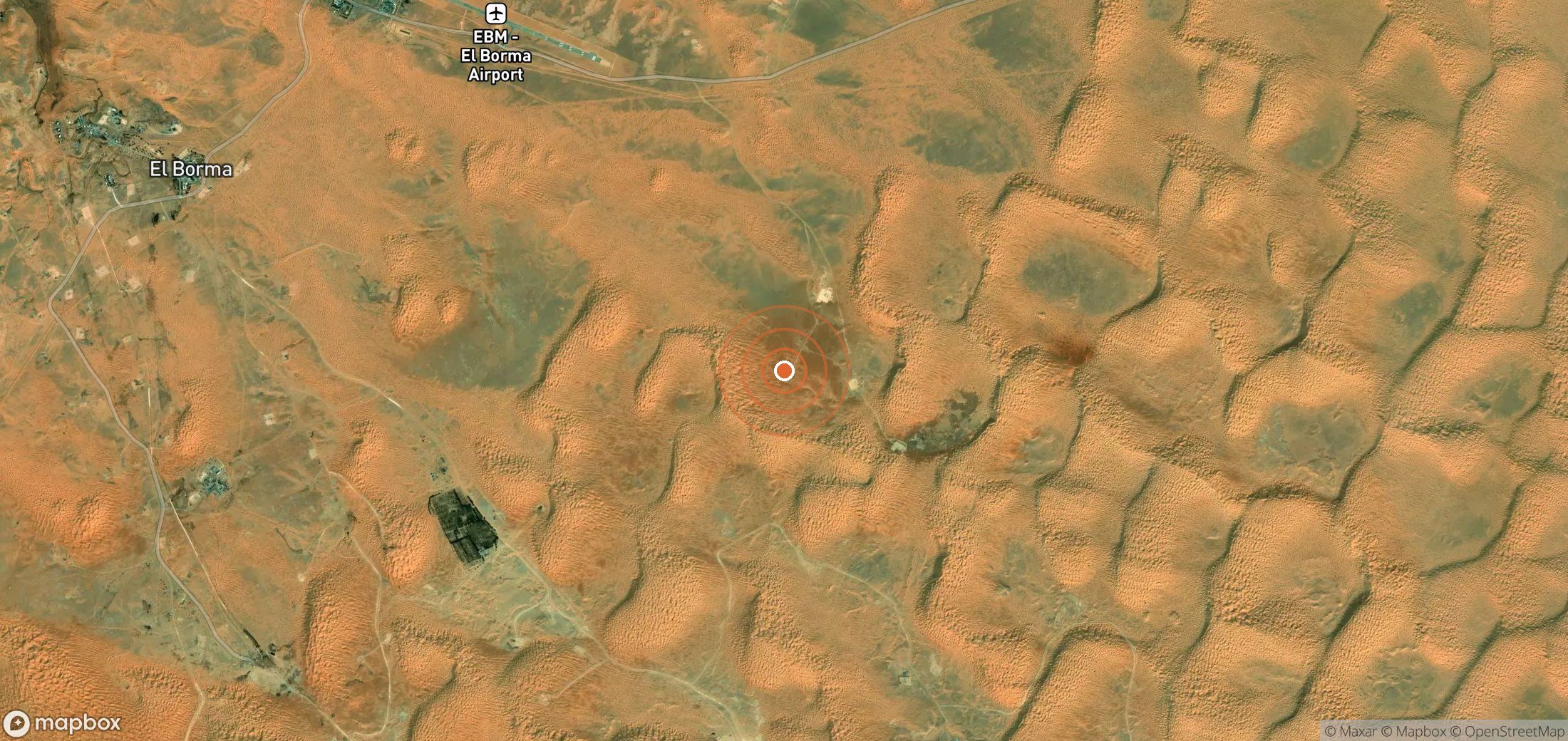Satellite map of methane plume locations in TUN_S_005