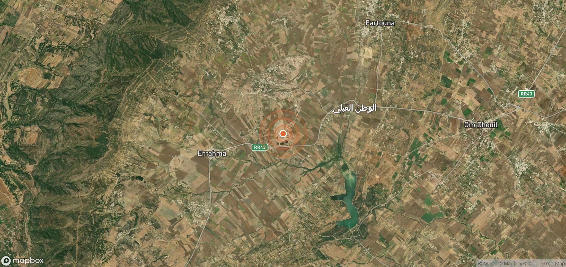 Satellite map of methane plume locations in TUN_S_007