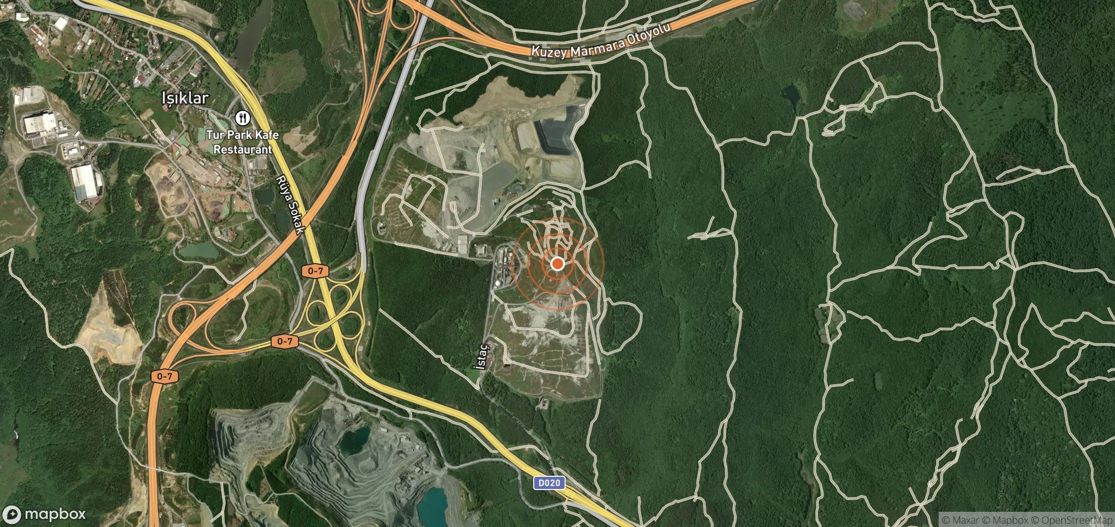 Satellite map of methane plume locations in TUR_S_001