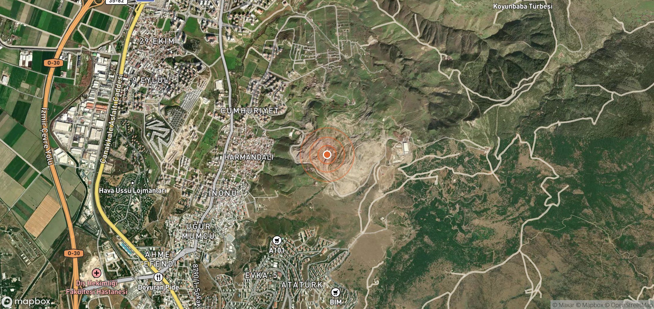 Satellite map of methane plume locations in TUR_S_019