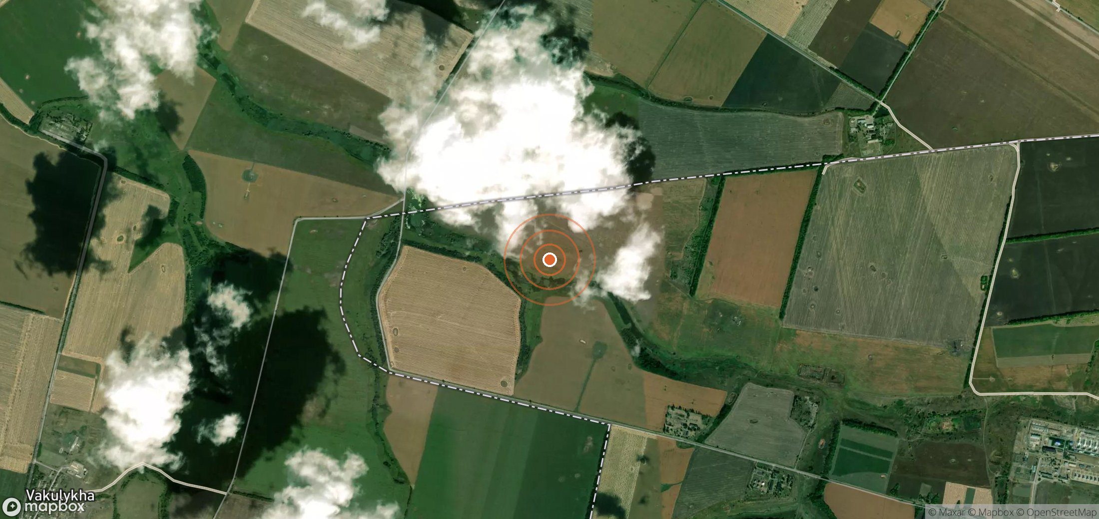 Satellite map of methane plume locations in UKR_S_031