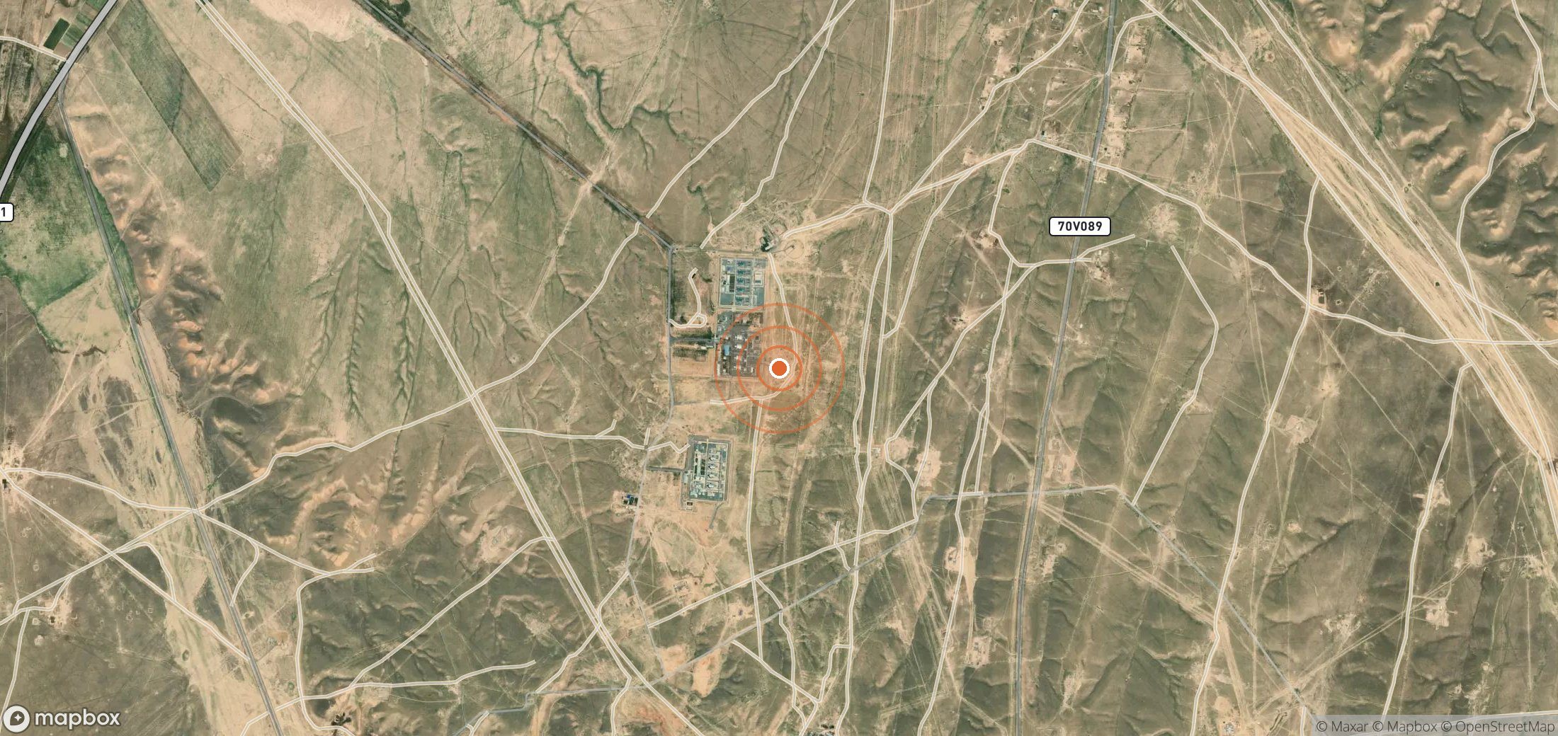 Satellite map of methane plume locations in UZB_S_005