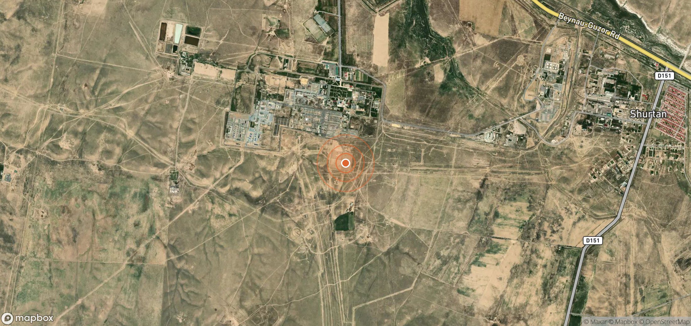 Satellite map of methane plume locations in UZB_S_023