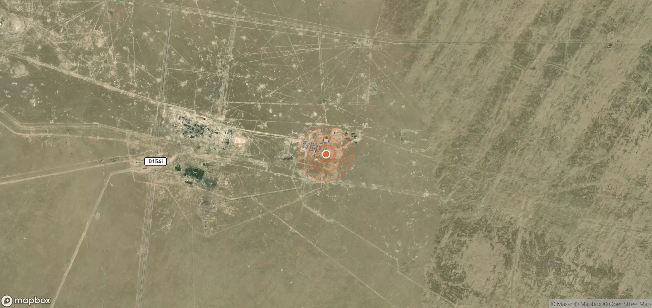 Satellite map of methane plume locations in UZB_S_033