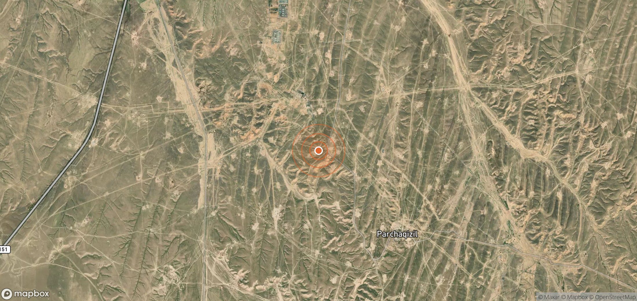 Satellite map of methane plume locations in UZB_S_044