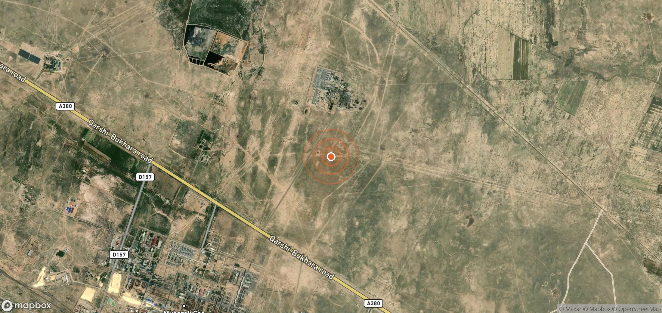 Mapa satelital de plumas de metano en UZB_S_097