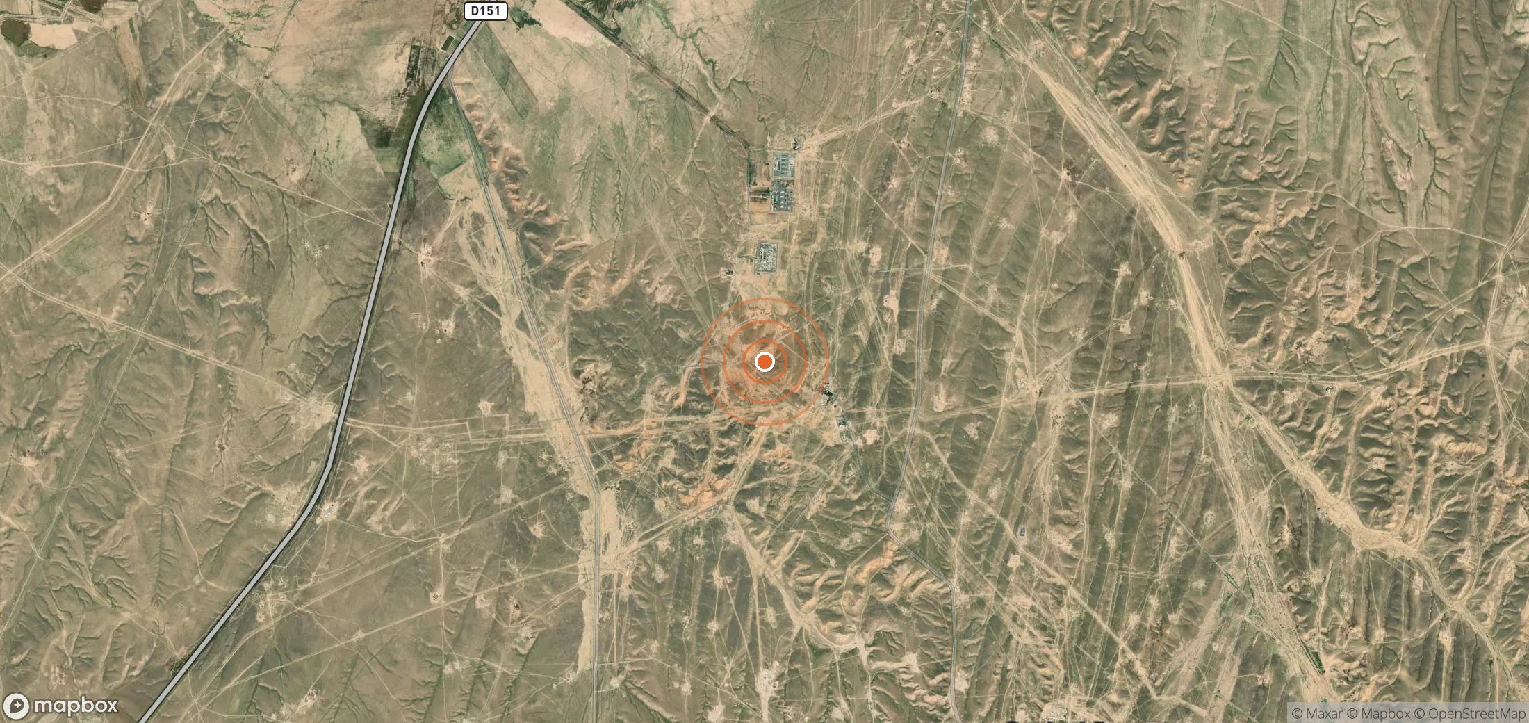 Satellite map of methane plume locations in UZB_S_101