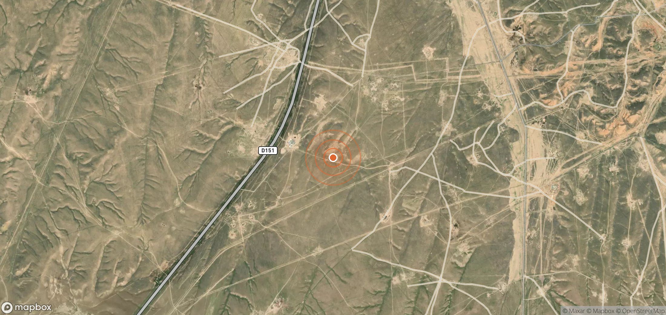 Satellite map of methane plume locations in UZB_S_152