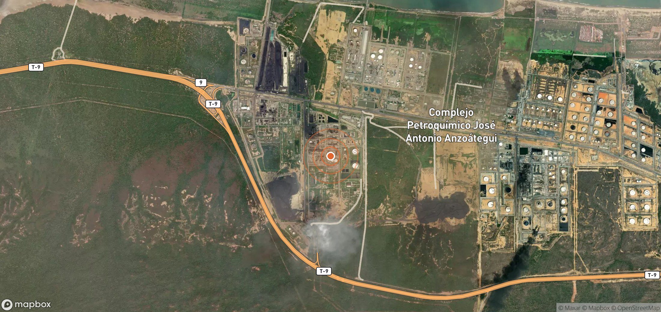 Satellite map of methane plume locations in VEN_S_002
