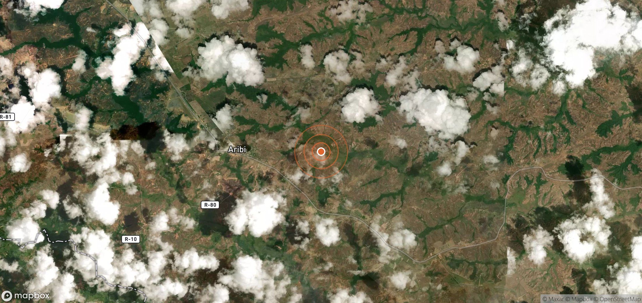 Satellite map of methane plume locations in VEN_S_005