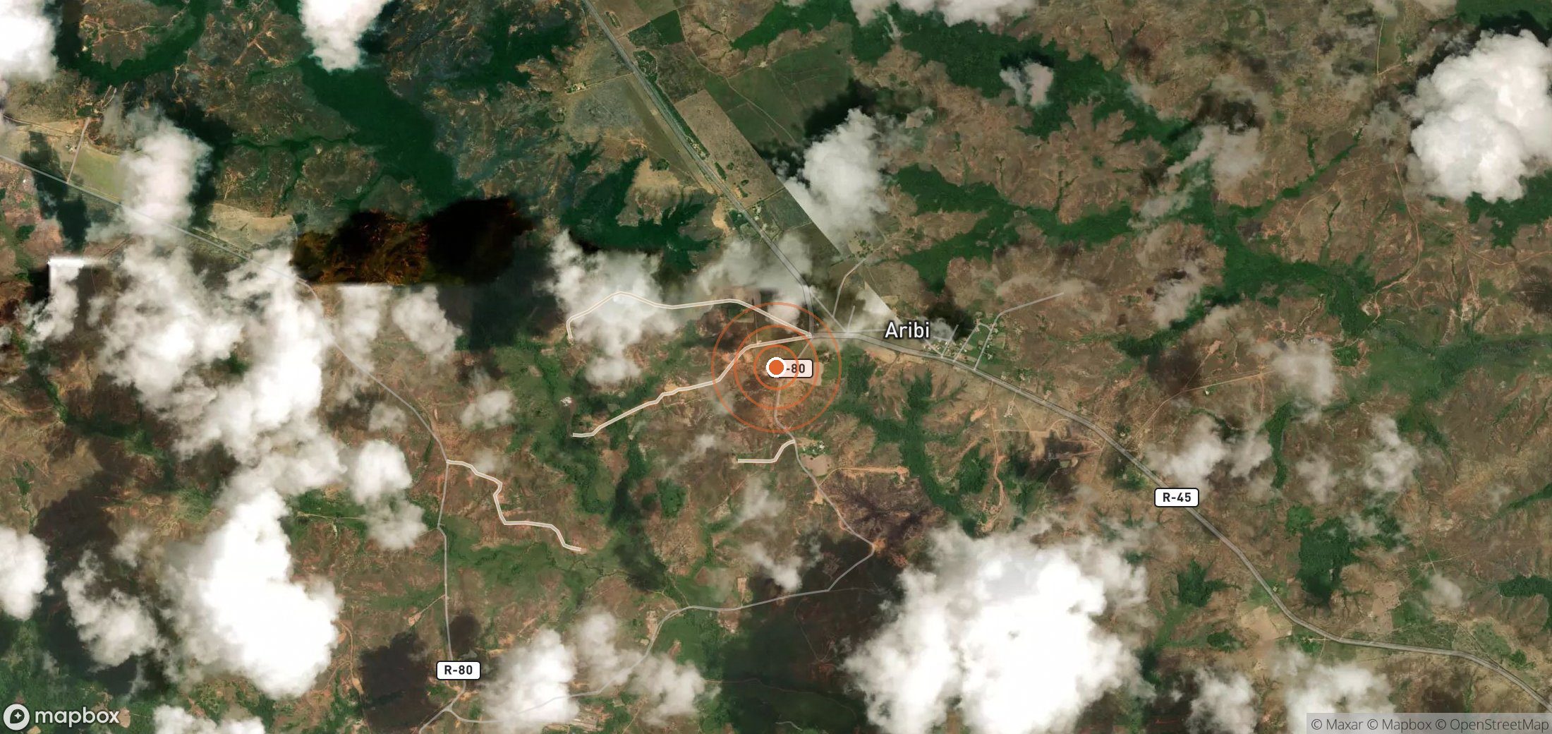 Satellite map of methane plume locations in VEN_S_006