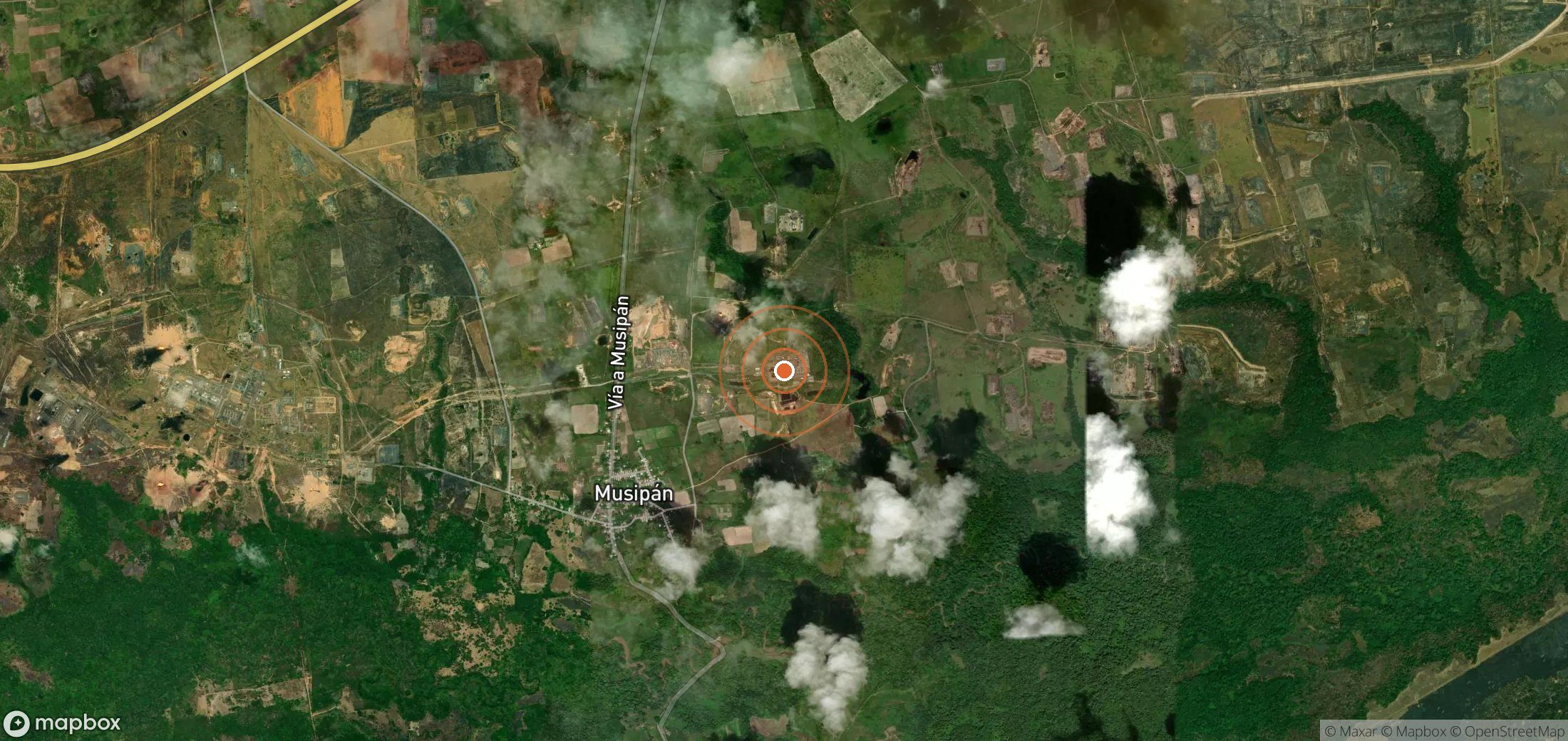 Satellite map of methane plume locations in VEN_S_013
