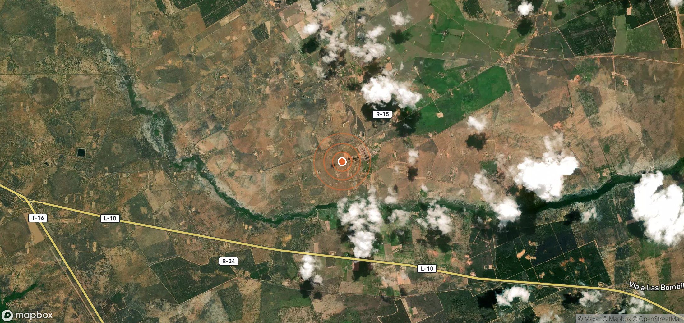 Satellite map of methane plume locations in VEN_S_014