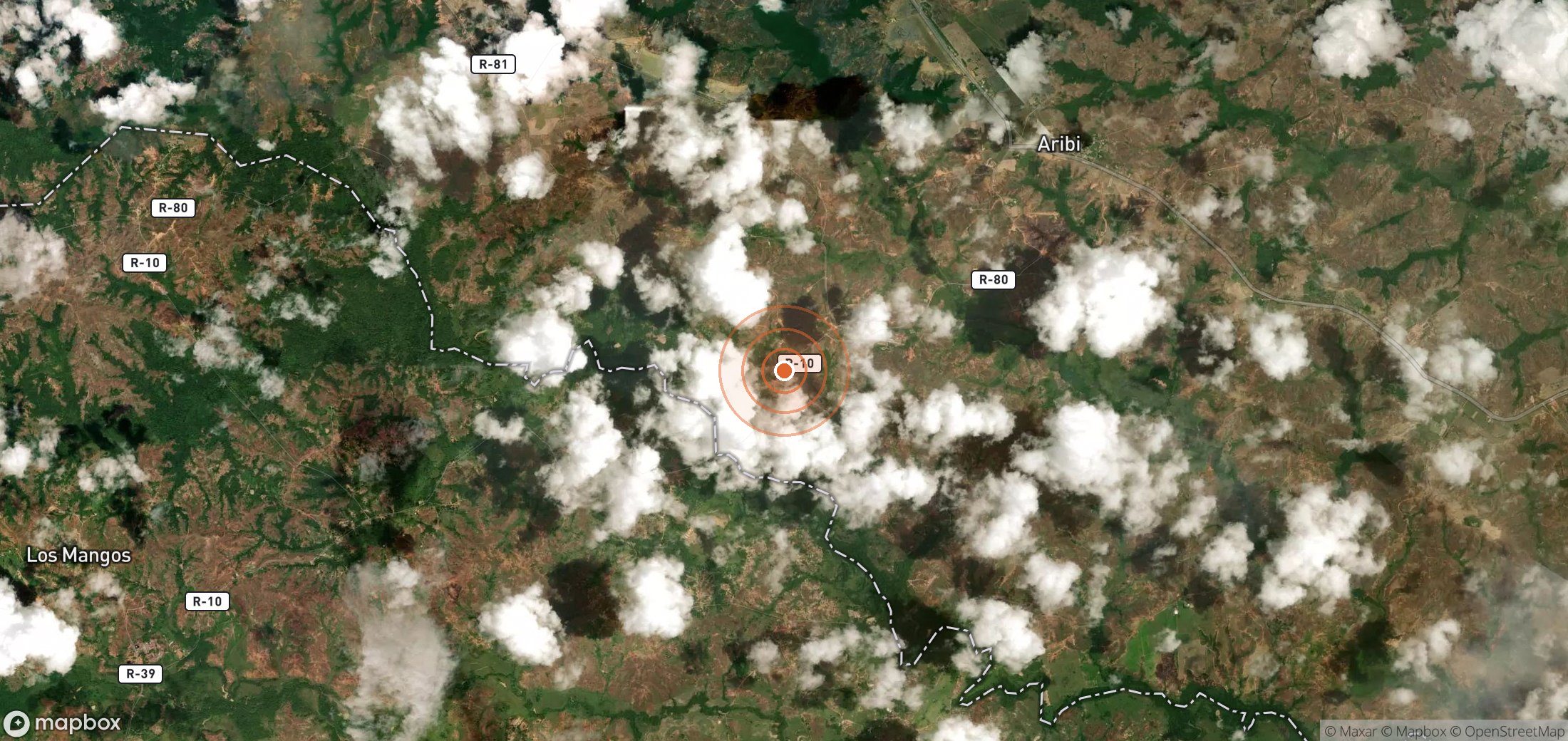 Satellite map of methane plume locations in VEN_S_021