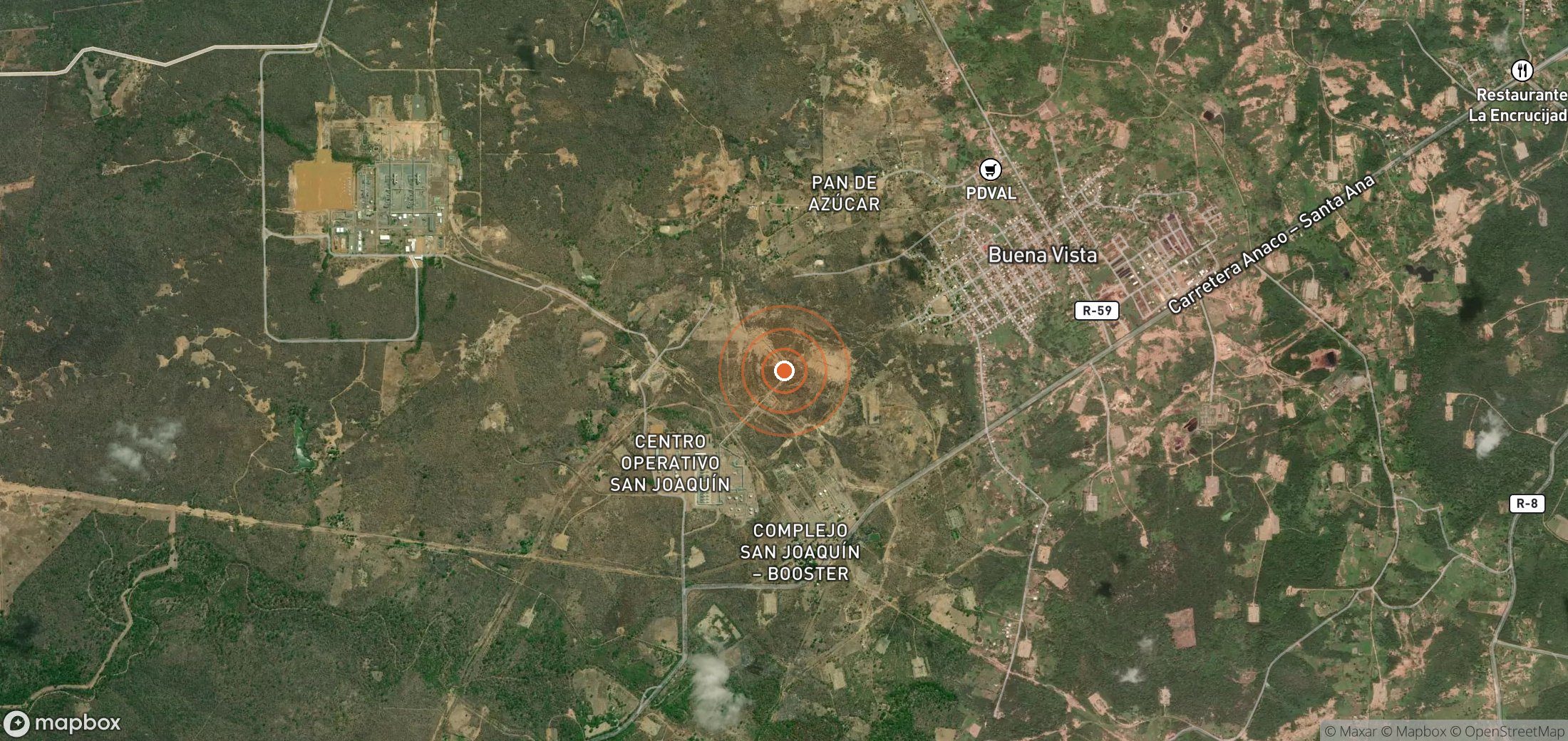 Satellite map of methane plume locations in VEN_S_023