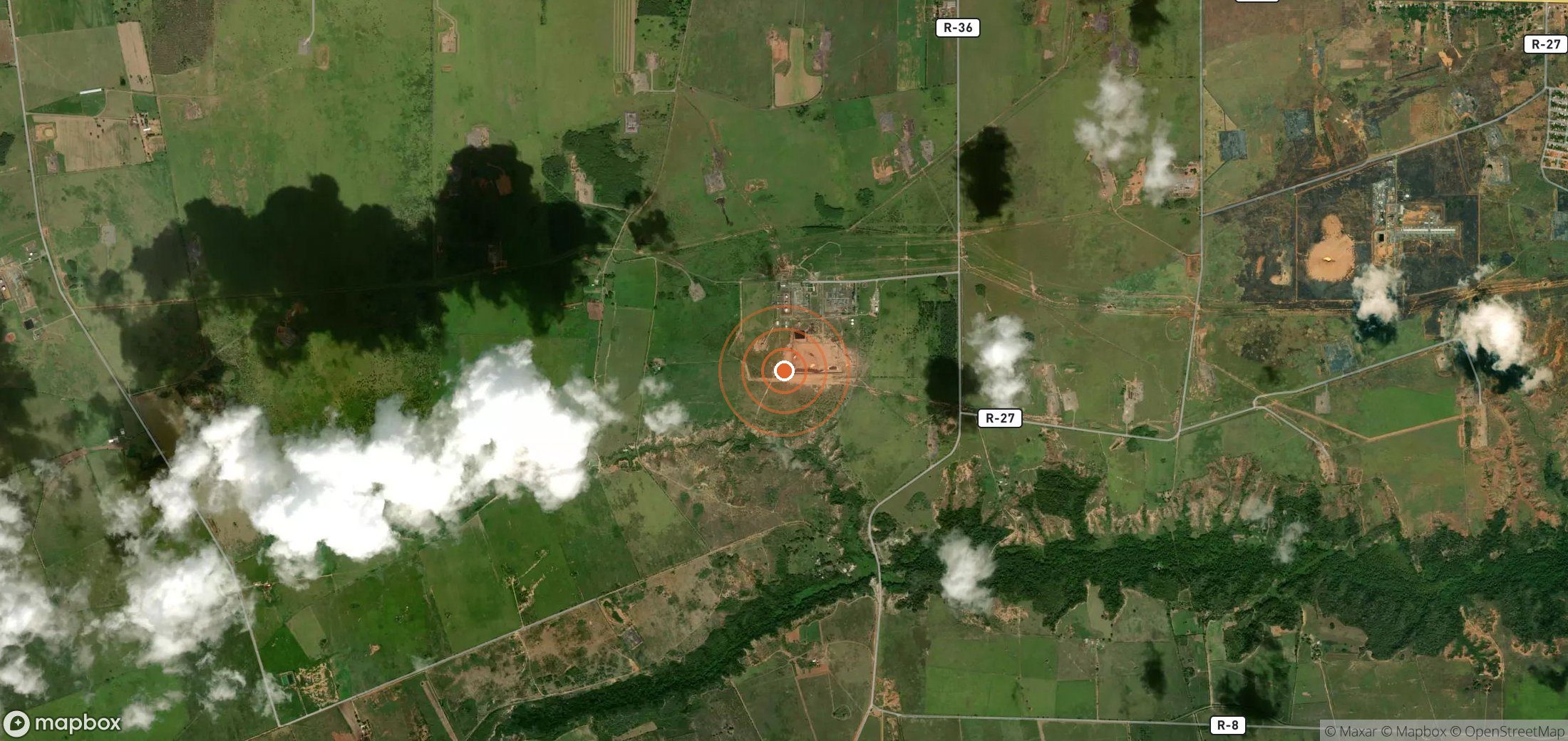 Satellite map of methane plume locations in VEN_S_025