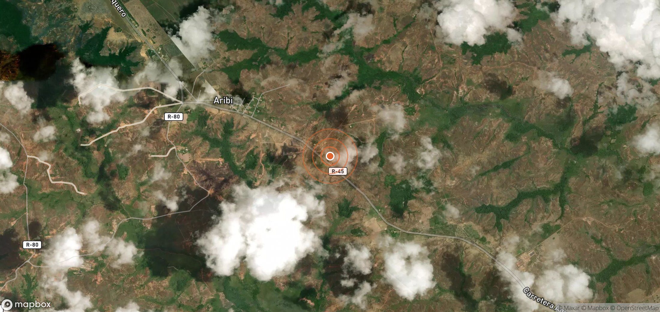 Satellite map of methane plume locations in VEN_S_051