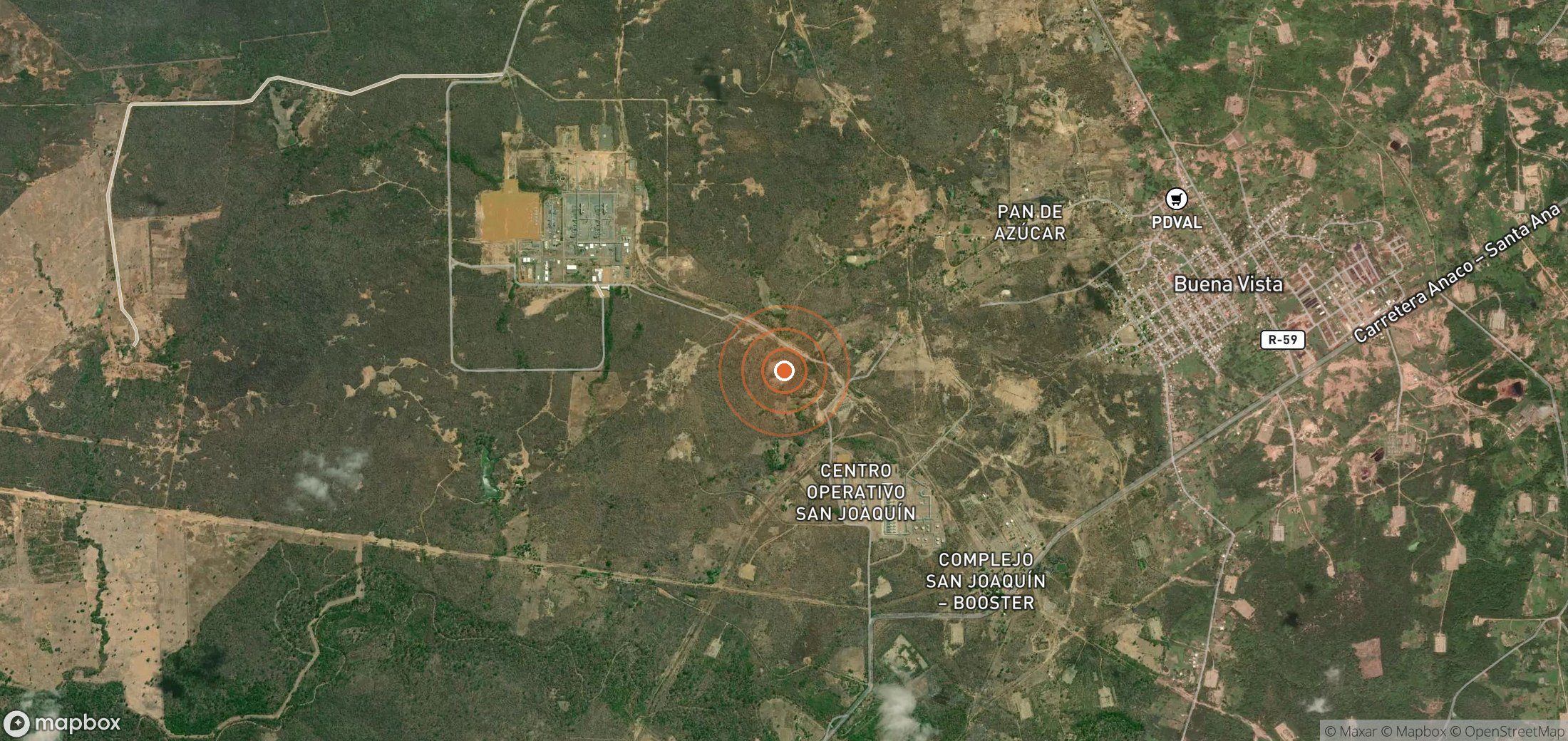 Satellite map of methane plume locations in VEN_S_080