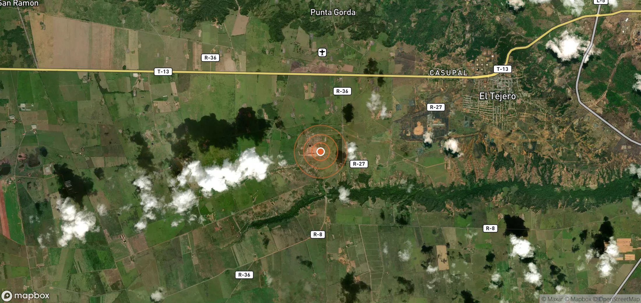 Satellite map of methane plume locations in VEN_S_101