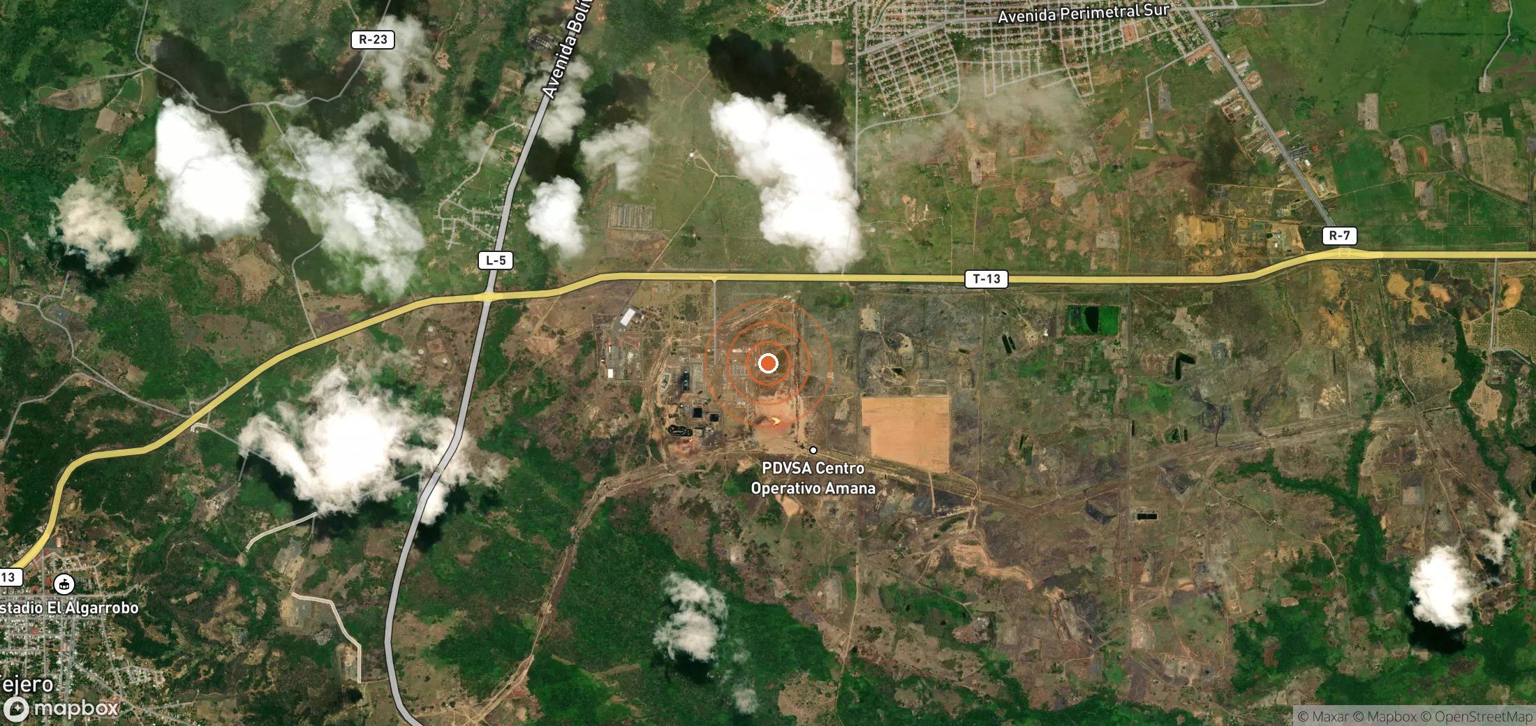 Satellite map of methane plume locations in VEN_S_108