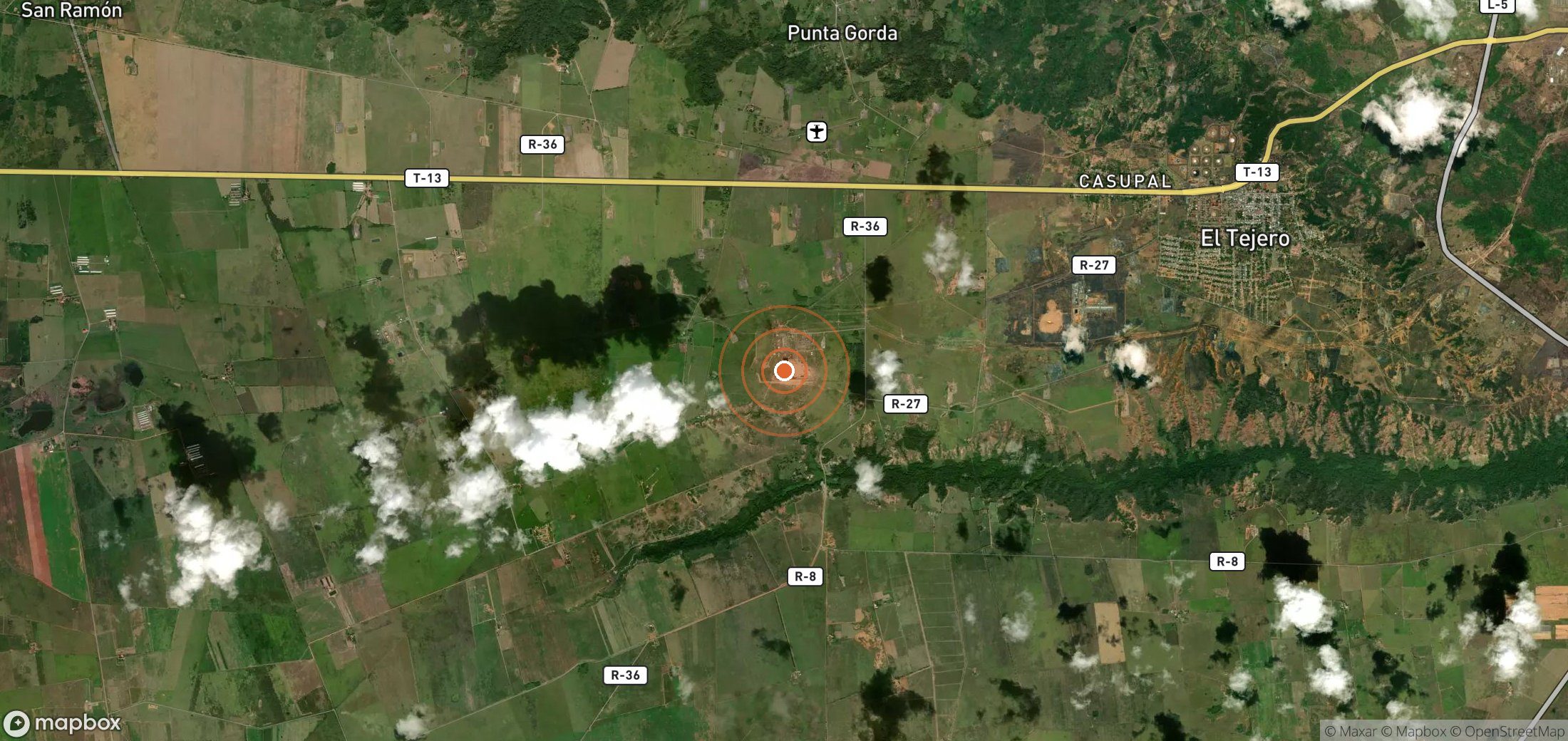 Satellite map of methane plume locations in VEN_S_122
