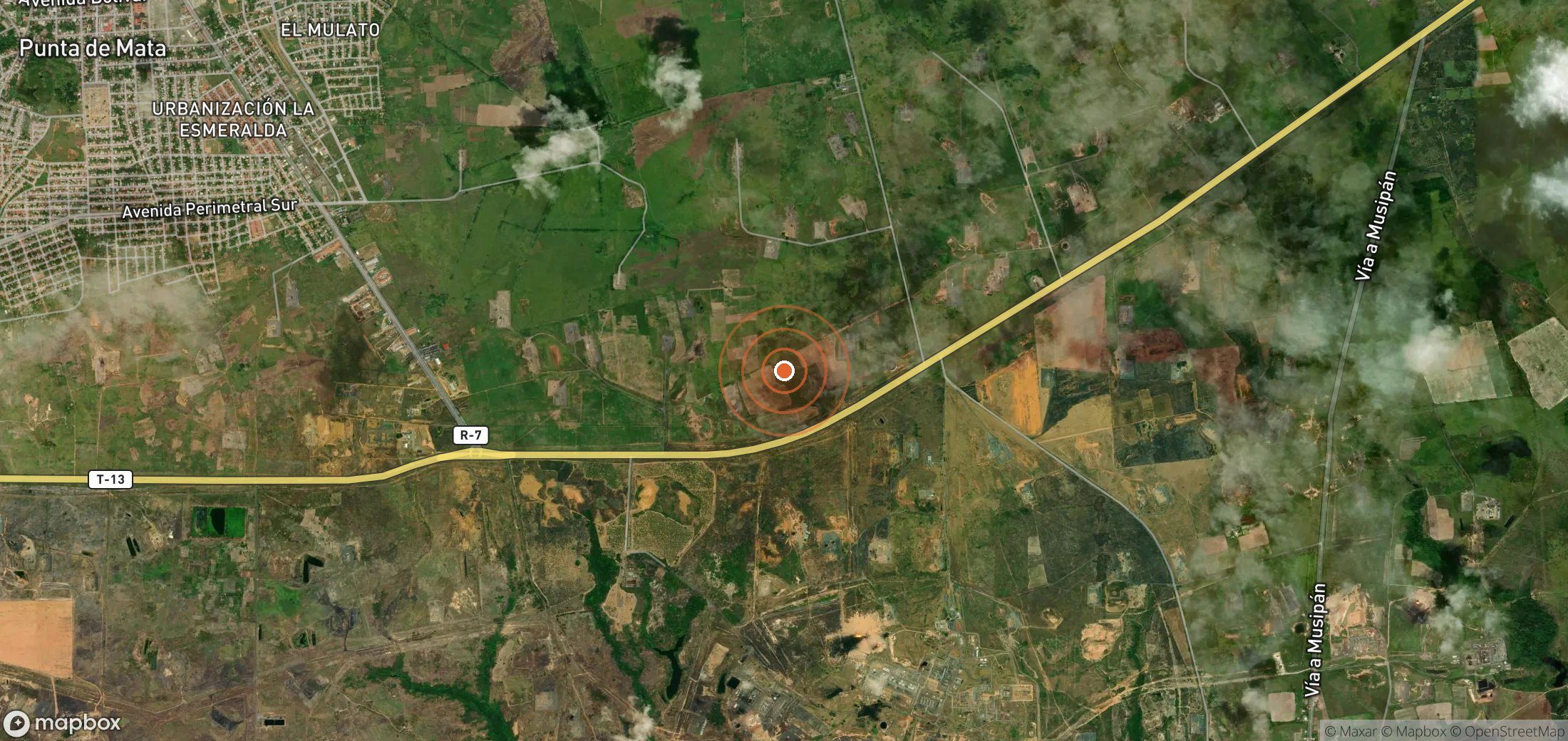 Satellite map of methane plume locations in VEN_S_135